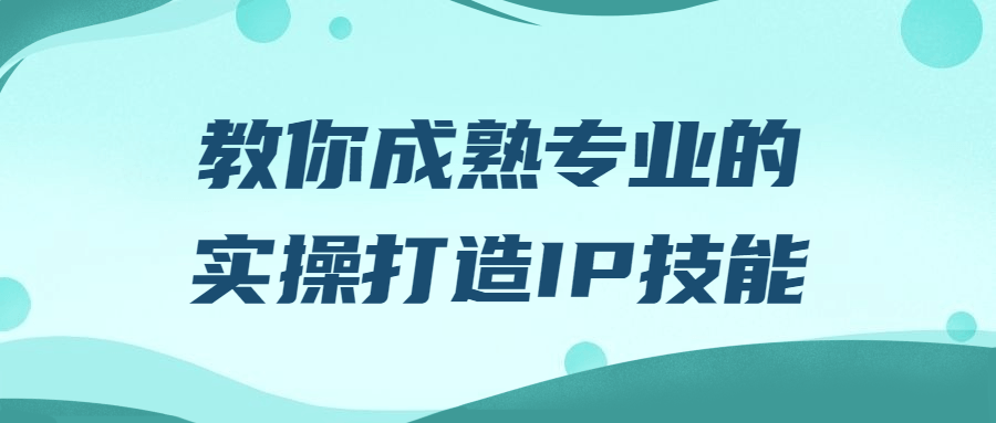 教你成熟专业的实操打造IP技能预览图01