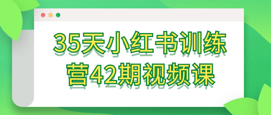 35天小红书训练营42期视频课